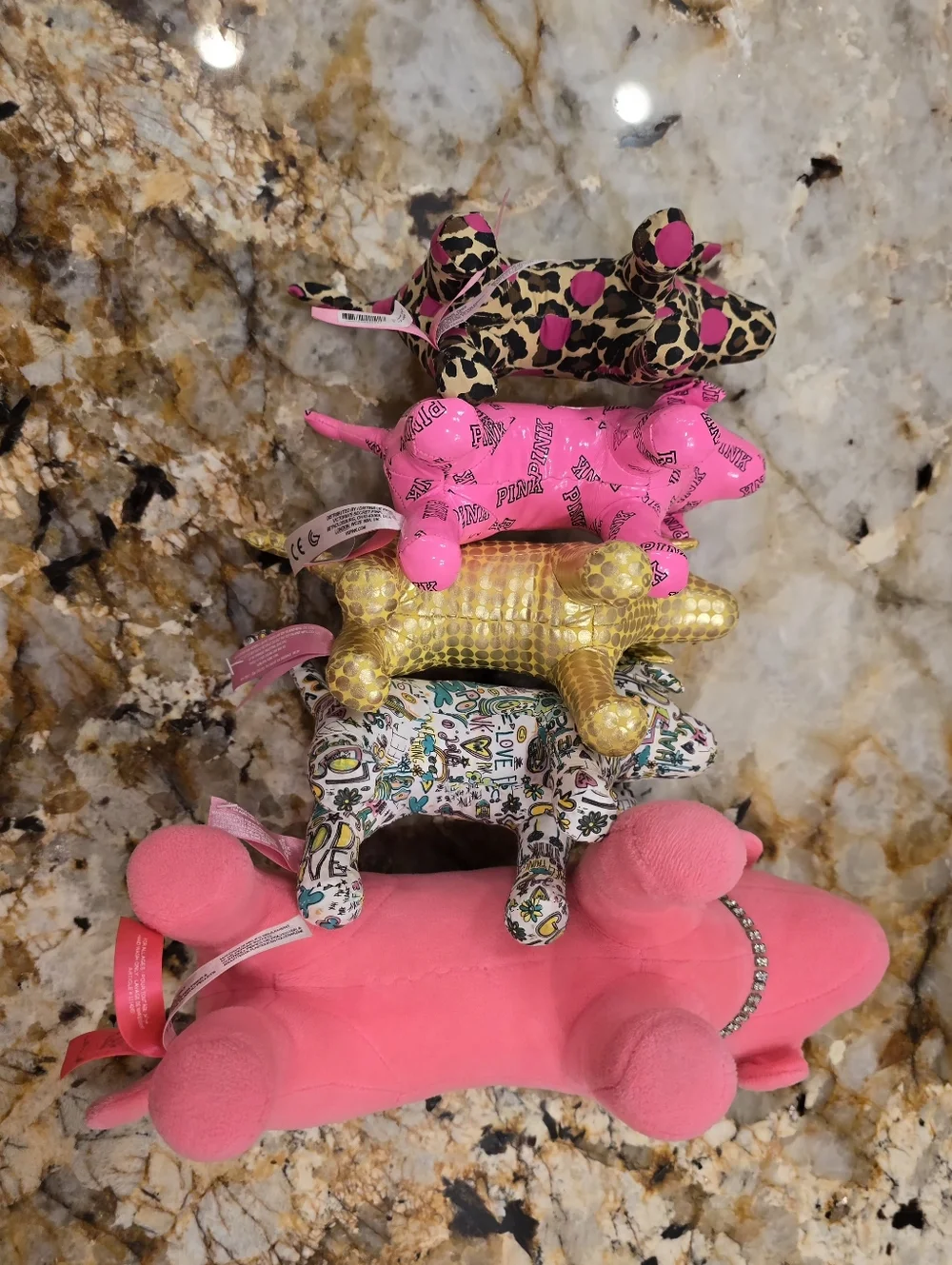 Victoria's Secret PINK collectible Limited Edition 5 Plush Dogs